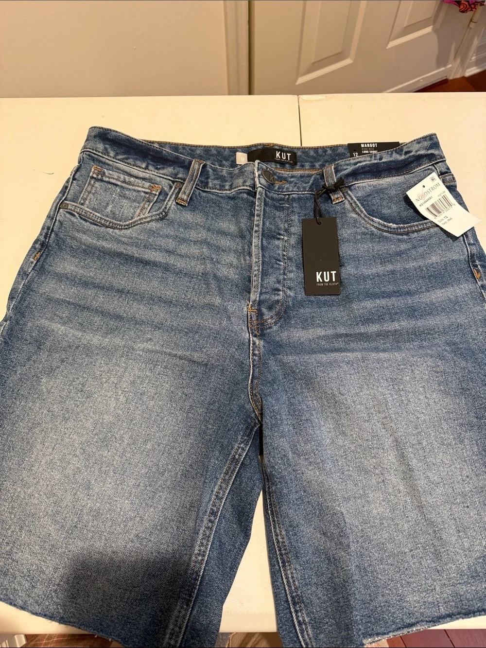 NWT Kut from the Kloth Margot Long Short Denim Raw Hem Cuff or Not High Rise 12